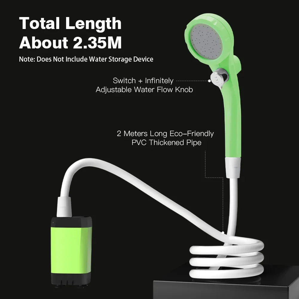 Premium Portable Camping Shower — 6000 mAh Battery + Digital Display
