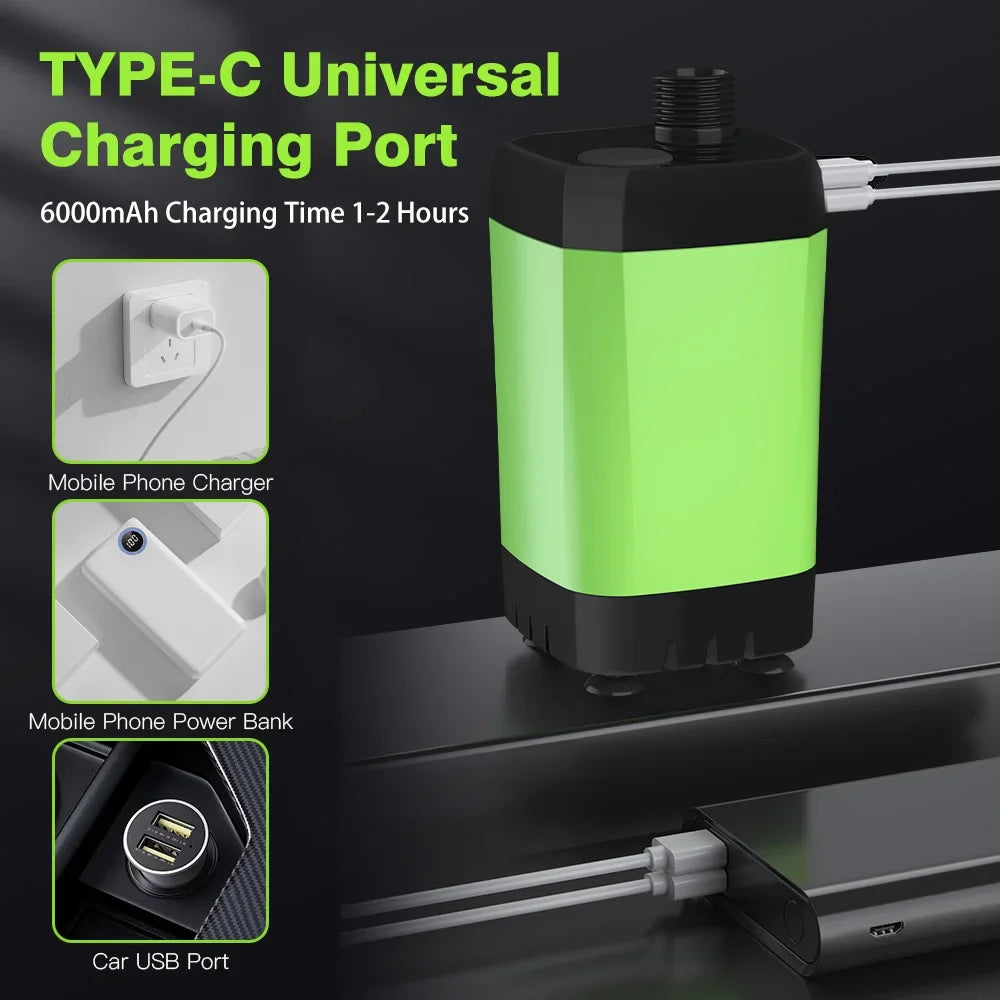 Premium Portable Camping Shower — 6000 mAh Battery + Digital Display